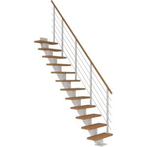 Dolle Mittelholmtreppe Frankfurt Eiche Weiß GH bis 258 cm Gerade 75 cm FSC