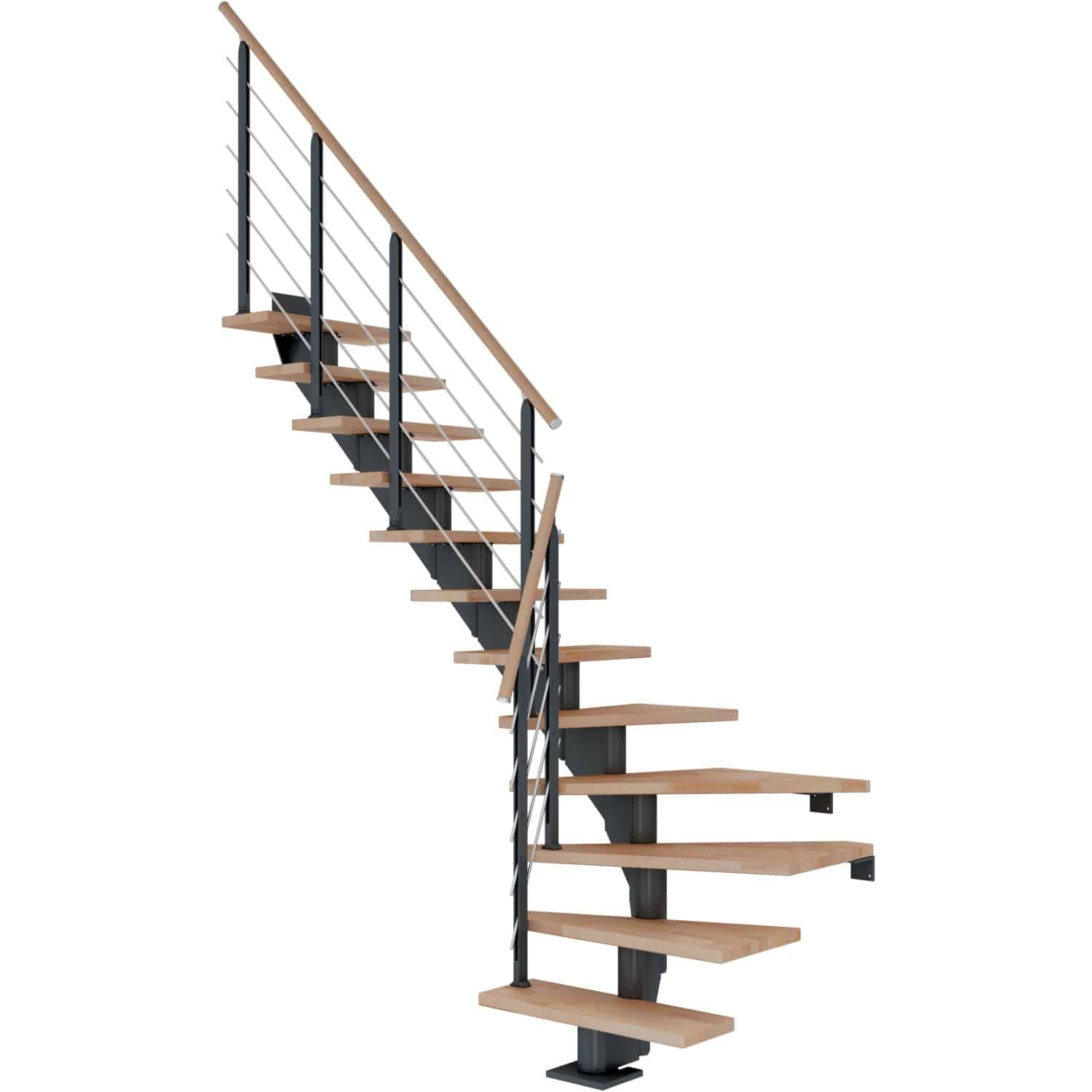 Dolle Mittelholmtreppe Hamburg Buche Anthrazit GH bis 279 cm 1/4gew. 85 cm FSC®