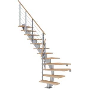 Dolle Mittelholmtreppe Hamburg Buche Perlgrau GH bis 258 cm 1/4gew. 85 cm FSC®