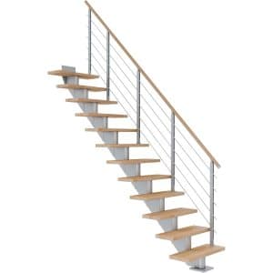 Dolle Mittelholmtreppe Hamburg Buche Perlgrau GH bis 258 cm Gerade 75 cm FSC