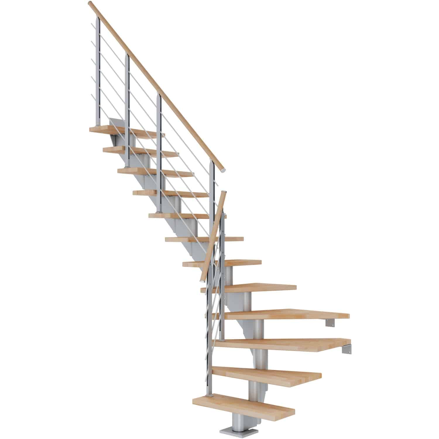 Dolle Mittelholmtreppe Hamburg Buche Perlgrau GH bis 301 cm 1/4gew. 85 cm FSC®