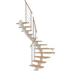 Dolle Mittelholmtreppe Hamburg Buche Weiß GH bis 301 cm 1/2 Gewendelt 75 cm FSC