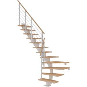 Dolle Mittelholmtreppe Hamburg Buche Weiß GH bis 322 cm 1/4 Gewendelt 85 cm FSC