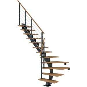 Dolle Mittelholmtreppe Hamburg Eiche Anthrazit GH bis 322 cm 1/4gew. 75 cm FSC®