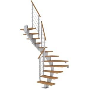 Dolle Mittelholmtreppe Hamburg Eiche Perlgrau GH bis 258 cm 1/2gew. 75 cm FSC®