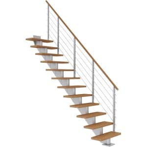 Dolle Mittelholmtreppe Hamburg Eiche Perlgrau GH bis 258 cm Gerade 75 cm FSC