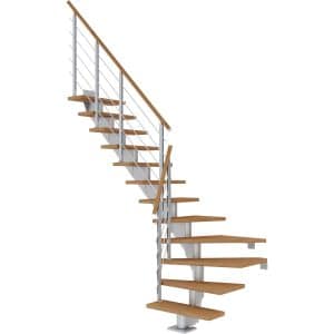 Dolle Mittelholmtreppe Hamburg Eiche Perlgrau GH bis 301 cm 1/4gew. 75 cm FSC®