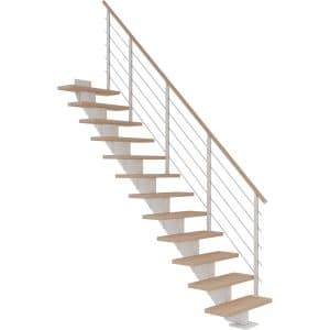 Dolle Mittelholmtreppe Hamburg Eiche Weiß GH bis 258 cm Gerade 75 cm FSC