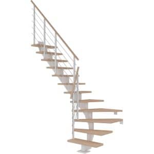 Dolle Mittelholmtreppe Hamburg Eiche Weiß GH bis 279 cm 1/4 Gewendelt 85 cm FSC