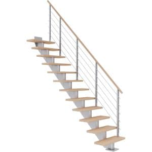 Dolle Mittelholmtreppe Hamburg Eiche Weiß Perlgrau GH b. 258cm Gerade 75cm FSC