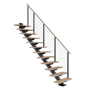 Dolle Mittelholmtreppe Sydney 11 Stufen Eiche Weiß gerade Metall Anthrazit FSC®