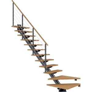 Dolle Mittelholmtreppe Sydney 12 Stufen Eiche 1/4gew. Metallteile Anthrazit FSC®