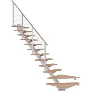 Dolle Mittelholmtreppe Sydney 12 Stufen Eiche Weiß 1/4gew. Metallteile Weiß FSC®