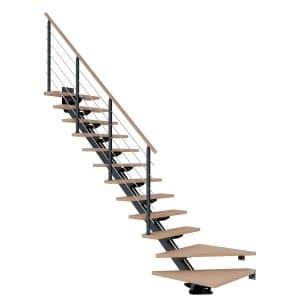 Dolle Mittelholmtreppe Sydney 13 Stufen Eiche Weiß 1/4gew. Metall Anthrazit FSC®