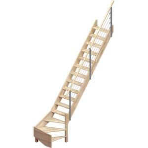 Dolle Raumspartreppe Brest Eiche unbehandelt 1/4gew. rechts unten FSC®