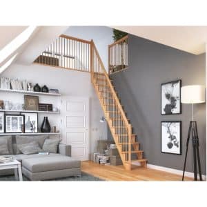 Dolle Raumspartreppe Lyon Buche Holzgeländer 65 cm gerade FSC®