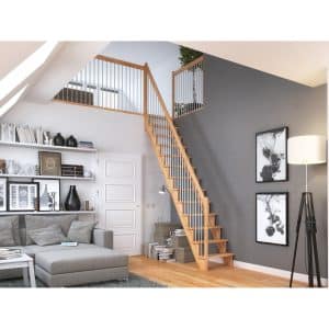 Dolle Raumspartreppe Lyon Buche Metallgeländer 75 cm gerade FSC®