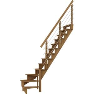 Dolle Raumspartreppe Lyon Eiche Edelstahlrohrgeländer 65 cm 1/4-gewendelt U/R