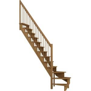 Dolle Raumspartreppe Lyon Eiche Holzgeländer 65 cm 1/4-gewendelt U/L FSC®