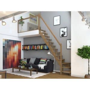 Dolle Raumspartreppe Lyon Eiche Metallgeländer 65 cm 1/4-gewendelt U/L FSC®