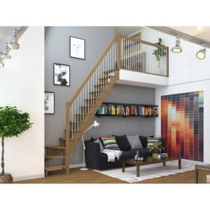 Dolle Raumspartreppe Lyon Eiche Metallgeländer 75 cm 1/4-gewendelt U/R FSC®