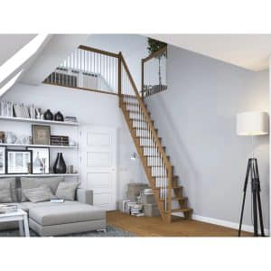 Dolle Raumspartreppe Lyon Eiche Metallgeländer 75 cm gerade FSC®