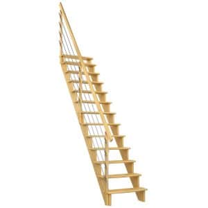 Dolle Raumspartreppe Lyon Kiefer Edelstahlrohrgeländer 65 cm gerade FSC®