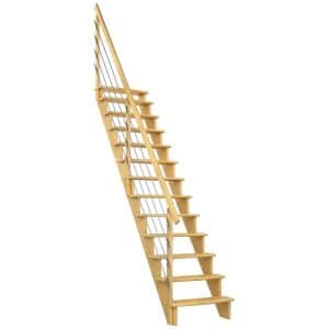 Dolle Raumspartreppe Lyon Kiefer Edelstahlrohrgeländer 75 cm gerade FSC®