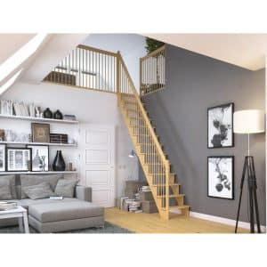 Dolle Raumspartreppe Lyon Kiefer Holzgeländer 75 cm gerade FSC®
