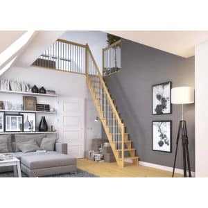 Dolle Raumspartreppe Lyon Kiefer Metallgeländer 75 cm gerade FSC®