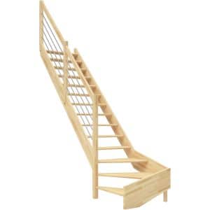 Dolle Raumspartreppe Paris 1/4-gew. Links Buche Edelstahlgeländer FSC®