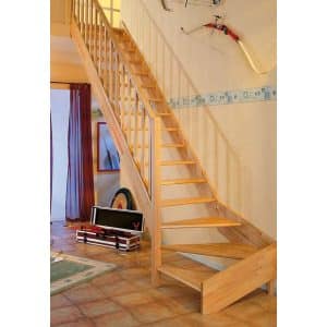Dolle Raumspartreppe Paris 1/4-gew. Links Buche lack Rechteckstabgeländer FSC®