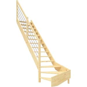 Dolle Raumspartreppe Paris 1/4-gew. Links Fichte Edelstahlgeländer FSC