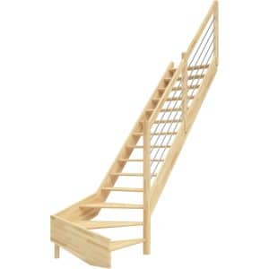 Dolle Raumspartreppe Paris 1/4-gew. Rechts Buche lackiert E-Geländer FSC®