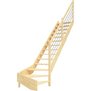 Dolle Raumspartreppe Paris 1/4-gew. Rechts FichteEdelstahlgeländer FSC