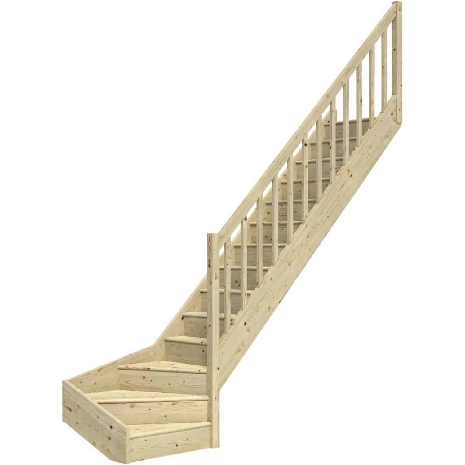 Dolle Raumspartreppe Paris 1/4-gew. Rechts Setzstufe Fichte R-Geländer FSC®