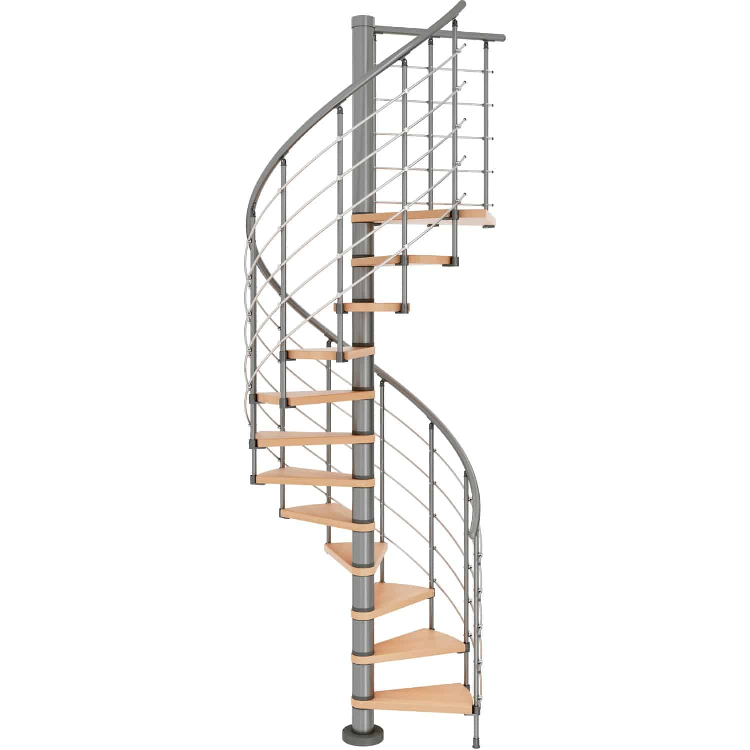 Dolle Spindeltreppe Oslo Ø 160 cm Metallelemente Grau 12 Stufen Buche FSC®