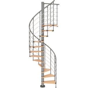Dolle Spindeltreppe Oslo Ø 160 cm Metallelemente Grau 14 Stufen Buche FSC®