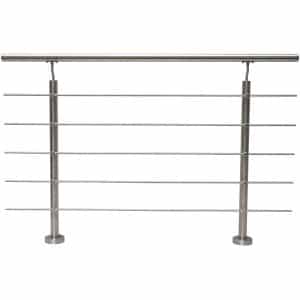 Geländerset Edelstahl mit Waagerechten Rundstäben Montage von Oben 100 x 150 cm