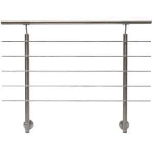 Geländerset Edelstahl mit Waagerechten Rundstäben Seitliche Montage 100 x 150 cm