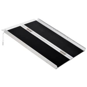 HOMCOM Rollstuhlrampe Aluminum Kunststoff Silber L91 x B72 x H5 cm