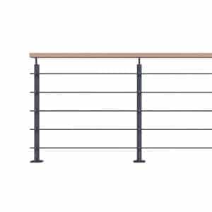 Kordo Geländerset 2m Alu Anthrazit Handlauf Buche Bodenbefestigung Opalu