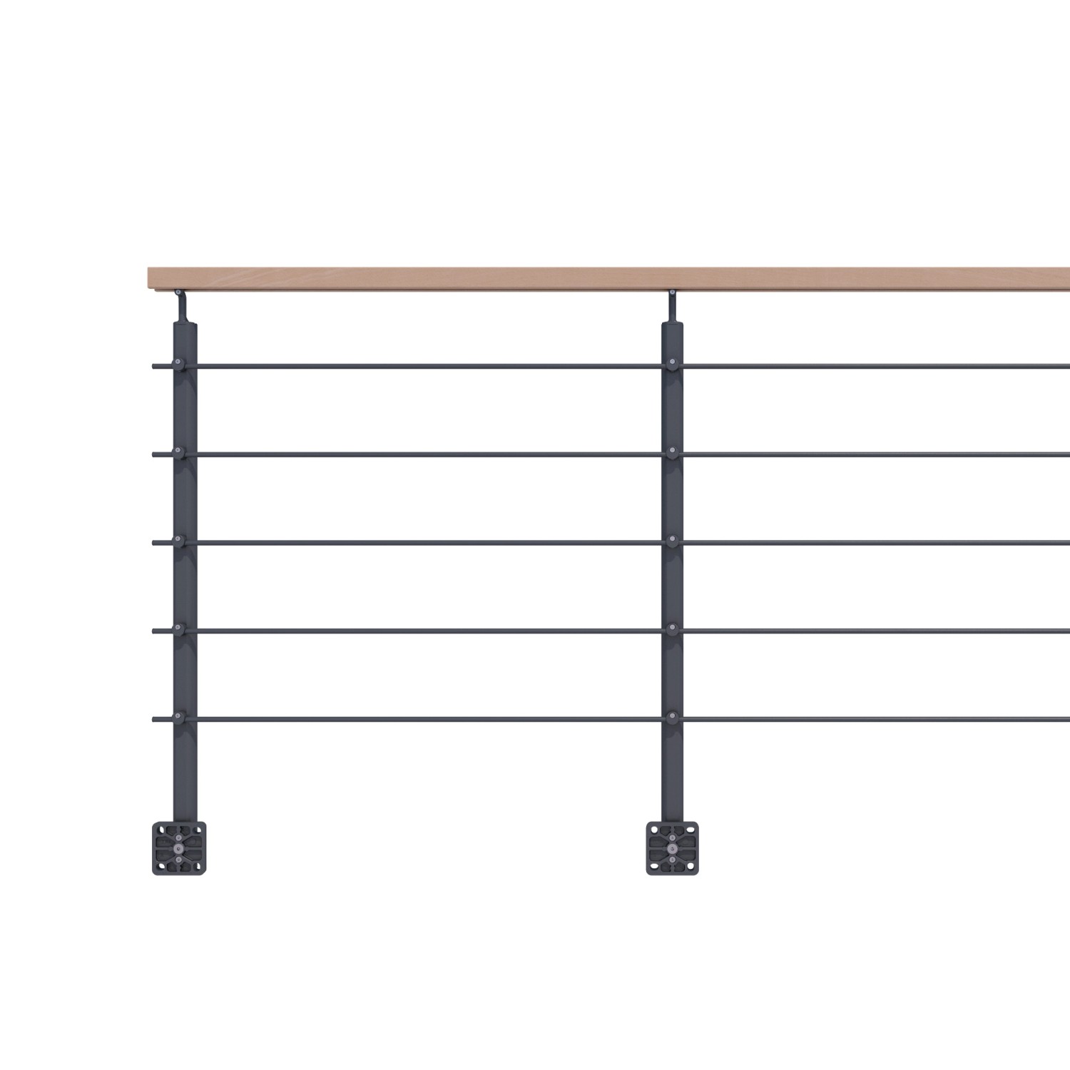 Kordo Geländerset 2m Alu Anthrazit Handlauf Buche Seitliche Befestigung Opalu