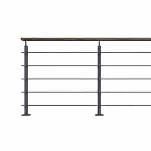 Kordo Geländerset 2m Alu Anthrazit Handlauf Kebony Bodenbefestigung Opalu