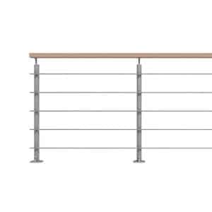 Kordo Geländerset 2m Alu Grau Handlauf Buche Bodenbefestigung Opalu