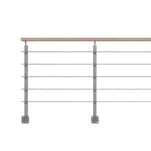 Kordo Geländerset 2m Alu Grau Handlauf Buche Seitliche Befestigung Opalu