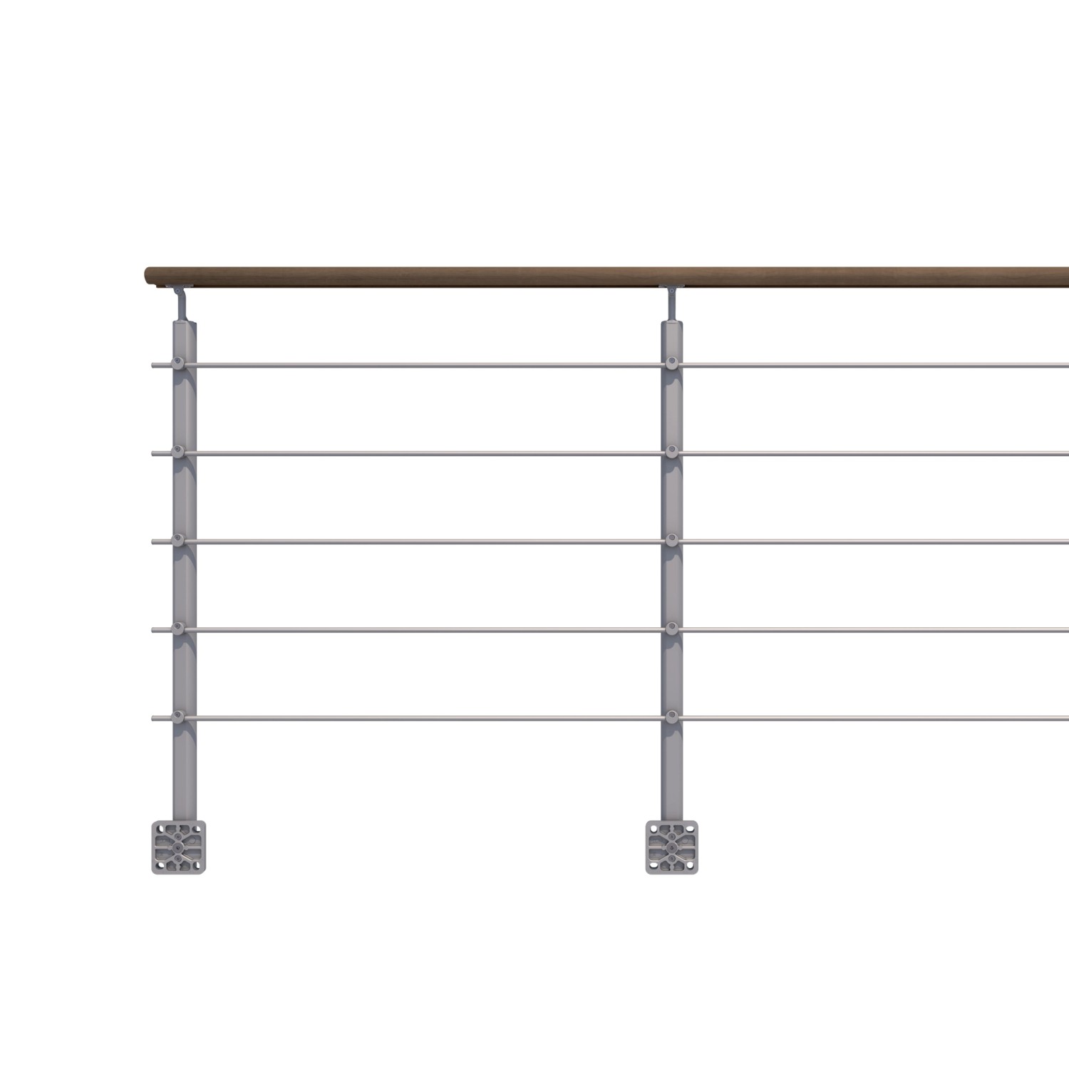 Kordo Geländerset 2m Alu Grau Handlauf Kebony Seitliche Befestigung Opalu