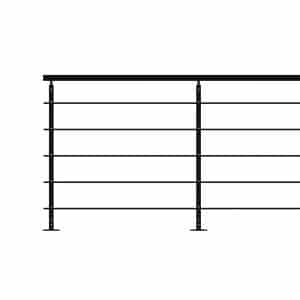 Kordo Geländerset 2m Alu Schwarz Handlauf Alu Bodenbefestigung Initio