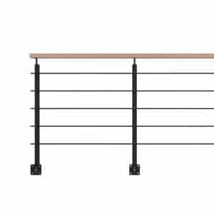 Kordo Geländerset 2m Alu Schwarz Handlauf Buche Seitliche Befestigung Opalu