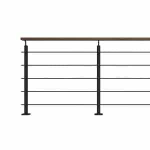 Kordo Geländerset 2m Alu Schwarz Handlauf Kebony Bodenbefestigung Opalu